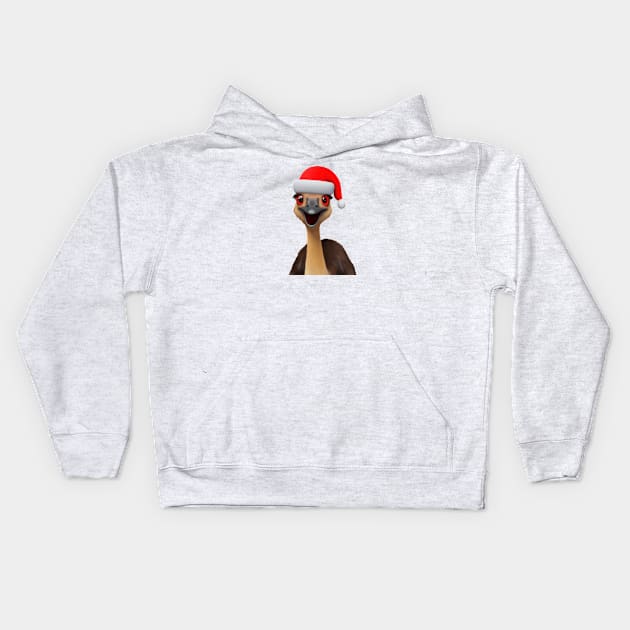 Santas Aussie Helper - Cute Christmas Emu Kids Hoodie by taiche